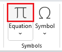 Equation option on ribbon in word